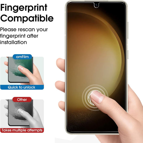 amFilm [2+2 Pack Samsung Galaxy S23+/S23 Plus 6.6'' Privacy Screen Protector with Camera Lens Protector, Anti Spy Hybrid Film, Fingerprint ID Comp...