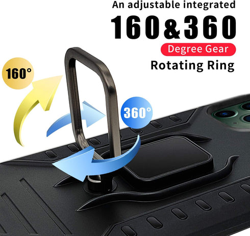 MODOS LOGICOS Case for iPhone 11 Pro Max 6.5", Dual Layers Shockproof Protective Phone Case with Built-in 360 Metal Rotating Ring Kickstand, Worki...