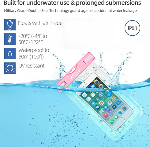 AiRunTech Waterproof Case, Waterproof Cell Phone Dry Bag Compatible for iPhone 14/13/12/12 Pro Max/11/11 Pro/SE/Xs Max/XR/8P/7 Galaxy up to 7.0", ...