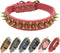 Spiked Studded Dog Collar-Bronze Pointed Stud Anti-Bite Collar (Red,M)...