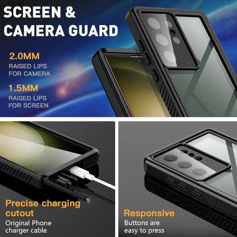 AICase for Samsung Galaxy S23 Ultra Case Waterproof, Clear Water Proof Shockproof Dustproof Snowproof Full Body Rugged Transparent Underwater Phon...