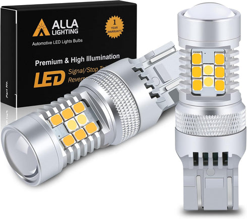 Alla Lighting 7444NA 7443 LED Switchback Turn Signal Lights Bulbs, Dual Color Amber Yellow/6000K White, Blinker Lamps/Parking Lights/DRL Super Bri...