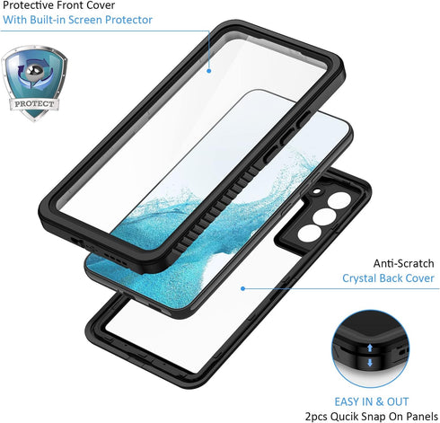 Lanhiem for Samsung Galaxy S22 Case, IP68 Waterproof Dustproof with Built-in Screen Protector, Heavy Duty Full Body Protective Phone Case for Sams...