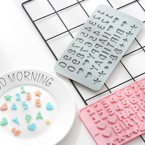 Verdental Silicone Letter Molds and Number Candy Molds Set of 2 Chocolate Molds Non-stick Gummy Molds Happy Birthday Cake Decorations Ice Molds (B...