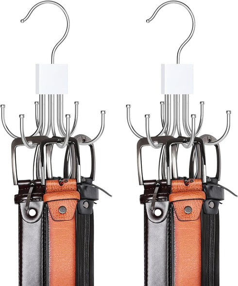Belt Hanger, Belt Organizer for Closet 360° Rotatable Max 24 Belt Storage Space Saving Closet Organizers and Storage for Belt, Bra, Tank Top, Tie,...