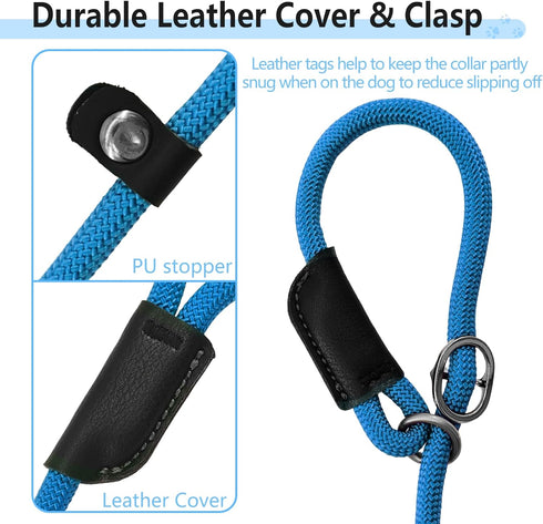 3pcs Slip Lead Dog Leash, 5 FT Slip Leads for Dogs, Dog Training Leash Dog Leash with Padded Handle, Strong Nylon Rope Leash, Adjustable Dog Slip ...