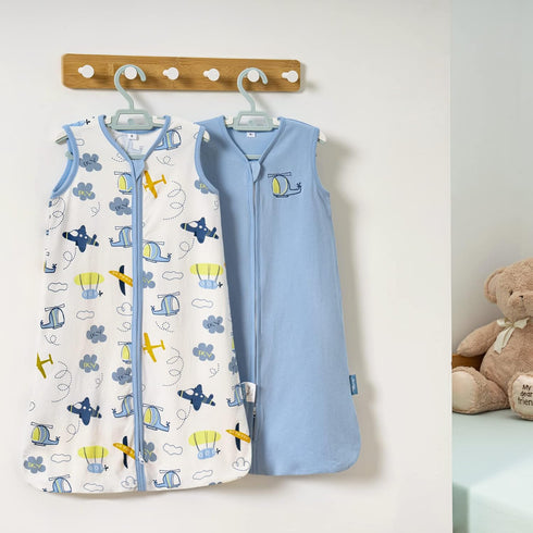TILLYOU Sleep Sack 0-6 Months - 0.5 TOG Baby Wearable Blanket with 2-Way Zipper, Extra Soft Cotton Sleeveless Sleeping sack 2 Pack, Sky Adventure ...