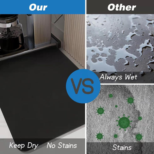 Dish Drying Mat Coffee Mat Drying Pad Hide Stain Absorbent with Rubber Backed for Kitchen Counter,Coffee Machine Dish Rack (Black, 12"x20")...