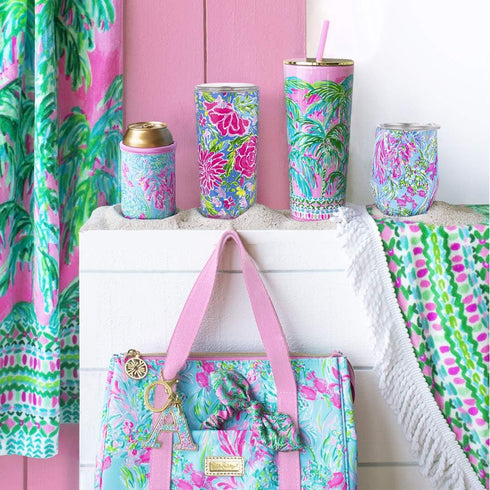 Lilly Pulitzer Cute Lunch Bag for Women, Large Capacity Insulated Tote Bag, Blue Mini Cooler with Storage Pocket and Shoulder Straps, Best Fishes...