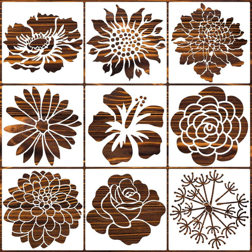 Flower Stencils for Painting 14inch Large Rose Stencils Hibiscus Stencils for Garden Fence Reusable Daisy Sunflower Stencil Drawing Templates for ...