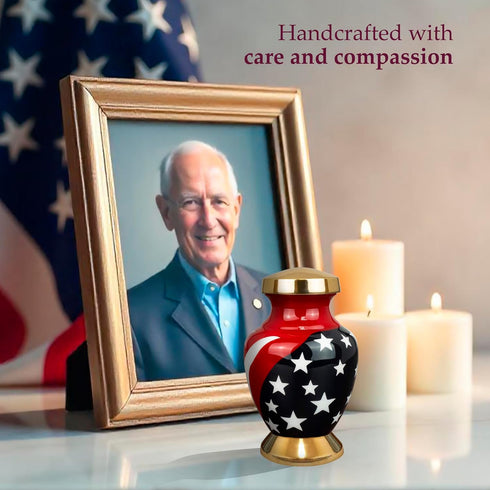 Trupoint Memorials Small Urns for Human Ashes Keepsake, Military and Patriotic Decorative Mini Cremation Urn for Veteran Adult Men and Women, Smal...