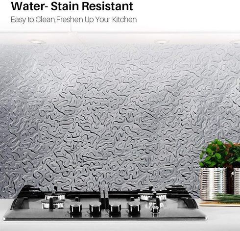 Kitchen Backsplash Sticker,Aluminum Foil Orange Peel Texture Wall Paper, Waterproof Removable High Temperature Resistant DIY Wallpaper,Kitchen Wal...