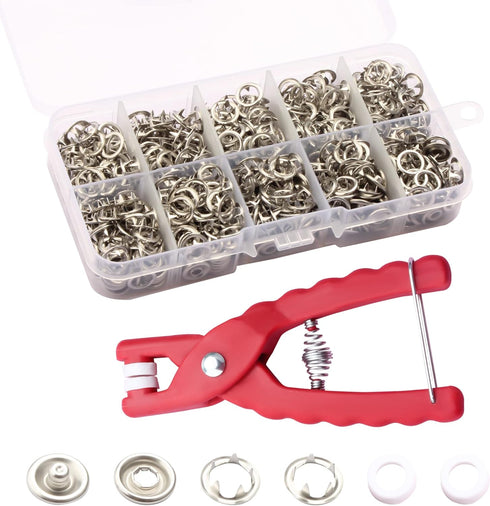BIOUU 100 Sets of Metal Snaps Buttons,Metal snap Buttons with Fastener Pliers Tool kit, Snap Prong for Clothing Leather Sewing....