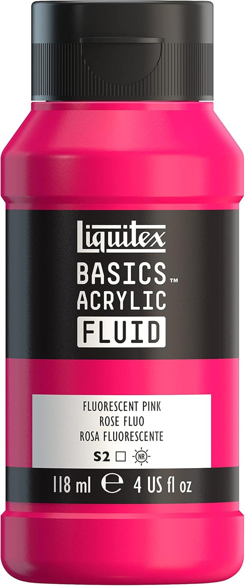 Liquitex BASICS Acrylic Fluid Paint, 118ml (4-oz) Bottle, Fluorescent Pink...