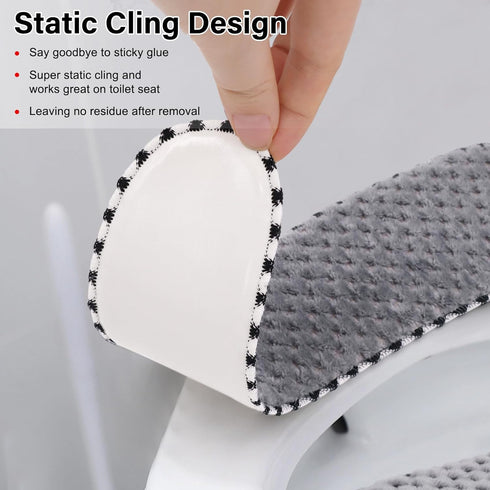 2Pairs Warm Plush Thick Padded Non Slip Soft Toilet Seat Cushion Washable Bathroom Warmer Static Cling Non Adhesive for Toilet, Grey...