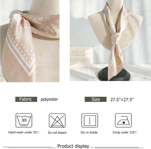 27.5”Silk Feeling Scarf Medium Square Head Scarves - 3PCS Satin Head Scarf Hair Wrap Neck Scarf for Women...