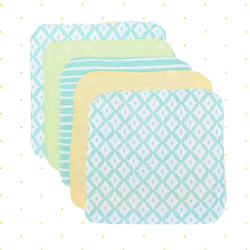 Spasilk Washcloth Wipes Set for Newborn Boys and Girls, Soft Terry Washcloth Set, Pack of 10, Green Diamonds...
