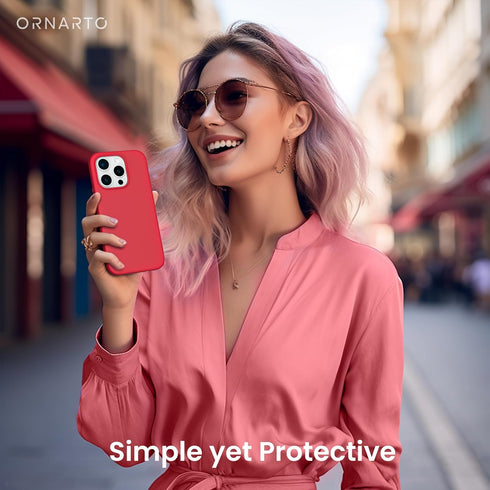 ORNARTO Compatible with iPhone 15 Pro Max Case 6.7", Slim Liquid Silicone 3 Layers Soft Gel Rubber Shockproof Protective Phone Case with Anti-Scra...
