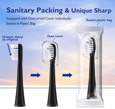 Toothbrush Heads Replacements for Water-Pik Sonic Fusion and Sonic Fusion 2.0, SF01, SF02, SF03 & SF04, Transparent Bristles, Original Shape with ...