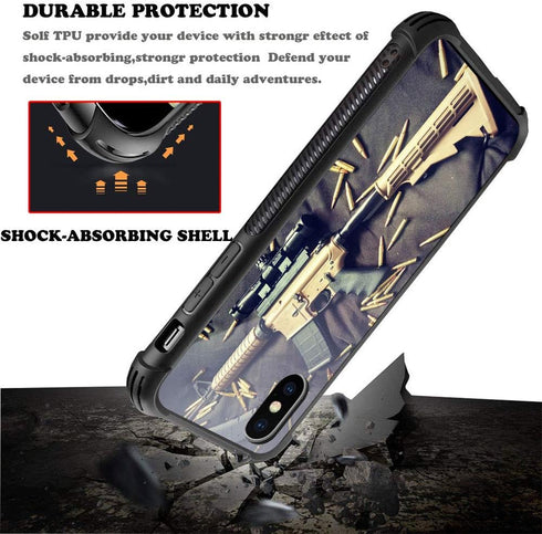 CARLOCA Compatible with iPhone XR Case, Military Pattern Design, Shockproof Anti-Scratch Hybrid Case with TPU, Black...