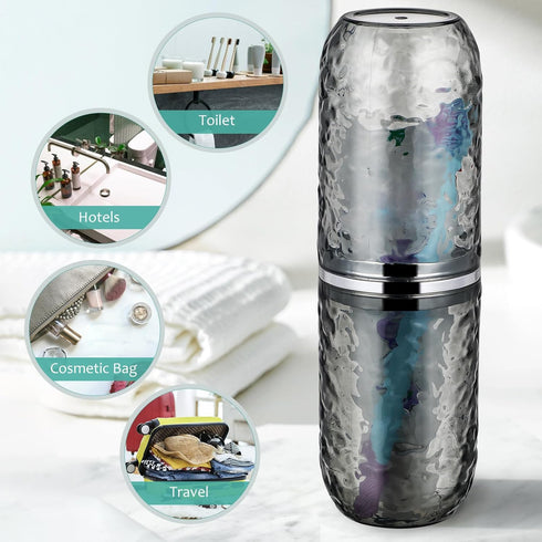 2PCS Travel Toothbrush Case with Cover, Portable Toothbrush Holder Cup Storage Container for Home Bathroom Trip School...
