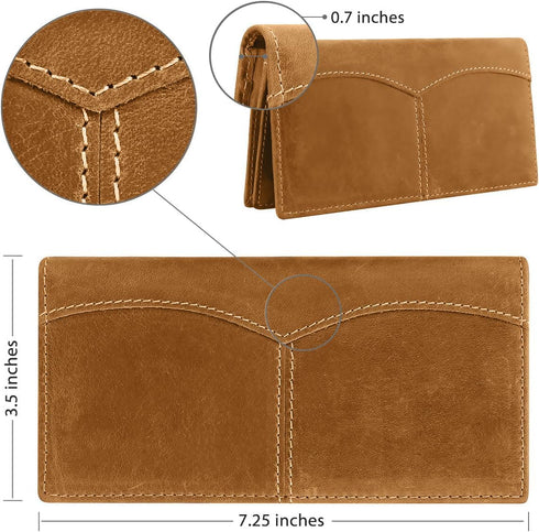 Itslife Men's RFID Vintage Look Genuine Leather Long Bifold Wallet Checkbook Wallets for Men...