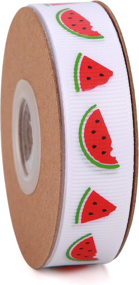 Watermelon Satin Craft Ribbon 40 Yards Red Green Black Fruit Printed Themed Decorative Ribbons for Gift Wrapping DIY Bows Bridal Shower Birthday S...