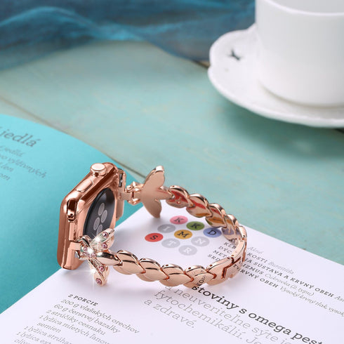 SaNgaiMEi Bling Band Compatible with Apple Watch Band 45mm 44mm 42mm 41mm 40mm 38mm, Stainless Steel Women Sparkle Diamond Rhinestone Wristband St...