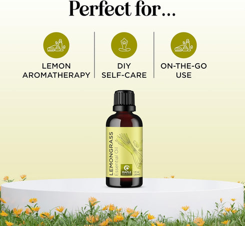 Pure Refreshing Lemongrass Essential Oil - Aromatherapy Lemongrass Oil for Hair Nails and Skin plus Potent Natural Aromatic Essential Oil for Diff...