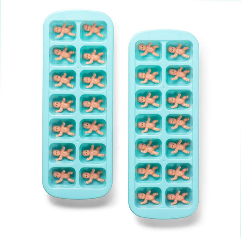 JUXINDA My Water Broke Baby Shower Game - 36 1.2 Inch Tiny Plastic Babies, 2 Ice Cube Trays for Baby Shower Ice Cube Games (Latin)...
