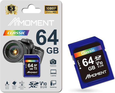MMOMENT SDXC Card 64GB Compatible with Camera, PC, UHS-I, U1, V10, Class 10, Read Speed Up to 98 MB/s,Write Speed Up to 30MB/s...