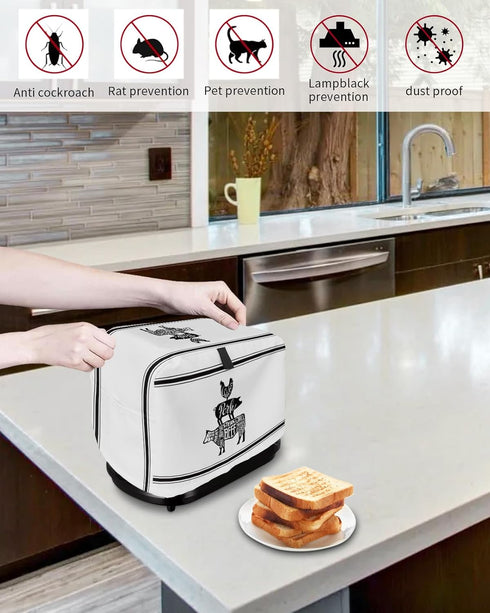 Toaster Dust Cover with Pockets, Farmhouse Cow Pig Chicken Black White Pattern Soft Washable 2 Slice Toaster Cover, Dust-proof Cover for Small App...