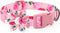 Dog Collar Floral Girl Pink Dog Collar with Rose Flower Bow Tie Dog Collar for Cute Female Cats Dogs Spring Summer Season Dog Collar for Small Med...