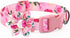 Dog Collar Floral Girl Pink Dog Collar with Rose Flower Bow Tie Dog Collar for Cute Female Cats Dogs Spring Summer Season Dog Collar for Small Med...