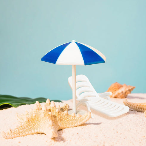 Set of 5 Mini Beach Umbrella Dollhouse Decor: 6x4cm Ornament Plastic Miniature Sunshade with Base DIY Accessories for Yard, Garden, Swimming Pool,...