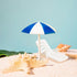 Set of 5 Mini Beach Umbrella Dollhouse Decor: 6x4cm Ornament Plastic Miniature Sunshade with Base DIY Accessories for Yard, Garden, Swimming Pool,...