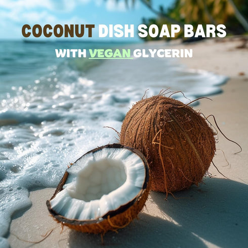 Organic Dish Soap Bar 3Pcs - Coconut Kitchen Soap, Safe for Sensitive Skin, Plastic-Free - Solid Dishwashing Bars, Bulk, Travel-Friendly, Zero Was...