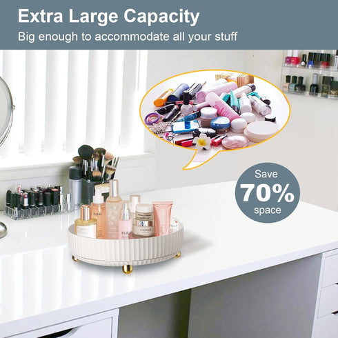 Makeup Perfume Organizer Cosmetic Tray, 360 Degree Rotating Makeup Organizer, Lazy Susan Large Capacity Cosmetic Desk Storage Lotions Display Case...