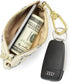 Luxury Zip Key Chain Pouch | Mini Coin Purse Wallet Card Holder with Clasp | for Men Women (Cream)...