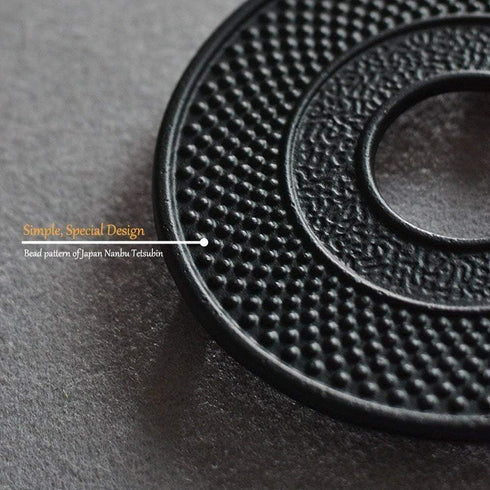suyika Cast Iron Mat with Rubber Pegs/Feet for Japanese Tea Kettle Cast Iron Teapot Black Trivet 5.3in...