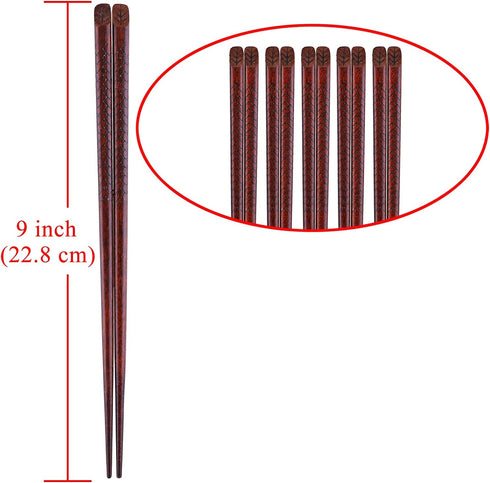 Antner 5 Pairs Hardwood Chopsticks Japanese Style Reusable Hand-Carved Chopsticks Natural Wood Chop Sticks with Gift Box, Dishwasher Safe...