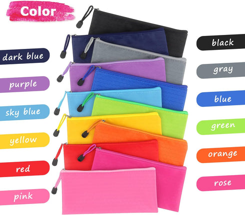 Tamaki 12 Pack Zipper Pencil Pouch Pencil Bags, Zipper Pencil Pouches Bulk, Waterproof Pencil Case, for Organizing Storage Office Supplies Bills C...