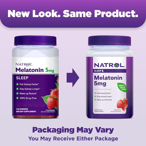 Natrol 5mg Melatonin Gummies, Sleep Support for Adults, Melatonin Supplements for Sleeping, 140 Strawberry-Flavored Gummies, 70 Day Supply...