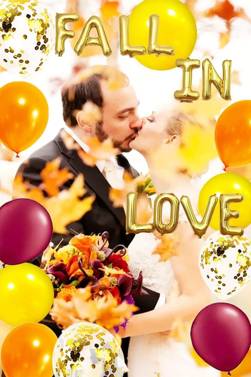 Fall Bridal Shower Decorations/Fall Wedding/Engagement Fall Bachelorette Party Decorations Burgundy Orange/Thanksgiving/Fall In Love Balloons Burg...