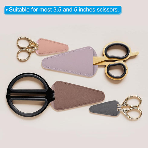 PATIKIL 2.9"x1.5" PU Leather Scissors Sheath, 6 Pack Scissors Cover Protector Portable Collect Bags for Eyebrow Trimming Beauty Tool Protection, B...