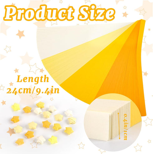Bouiexye 540 Sheets Star Paper, Yellow Solid Color Gradient Color Paper Star Strips Double Sided Lucky Origami Star Paper Strips for Hand Art Craf...