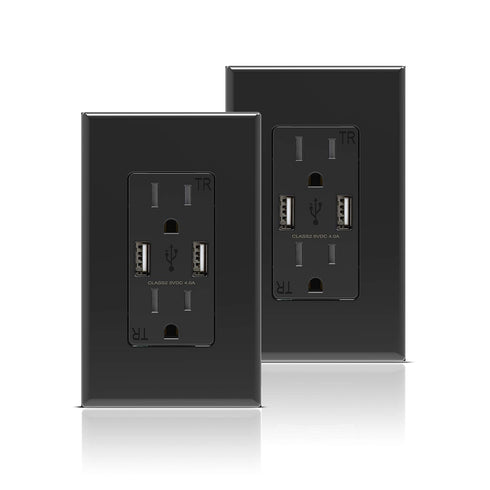 Coby USB Charger Wall Outlet Dual High Speed 4.0 Amp USB Ports with Smart Chip,15A/125V TR Tamper Resistant Receptacle Electrical Outlet, Pack of ...