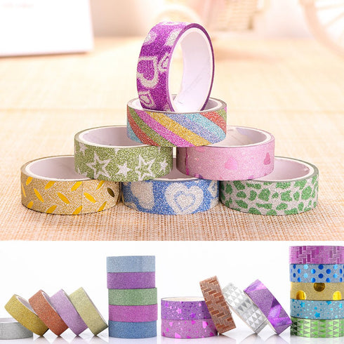 JANYUN 50 Rolls Glitter Washi Masking Tape Set,Great for Bullet Journal DIY Aesthetic Decor Scrapbooking Sticker Masking Paper Decoration Tape Adh...