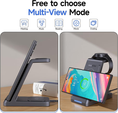 3 in 1 Wireless Charging Station for Samsung,Fast Phone Charger Station for Samsung Galaxy S24 S23 S22 S20 Ultra Z Flip Fold 5/4/3Galaxy Watch 6/5...