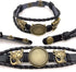 MIAO JIN 8PCS Braided Leather Bracelet Making Kit 18mm Blank round Cabochon Bezel Tray Button Adjust Leatherette Multilayer Rope Bangle Cuff Wrist...